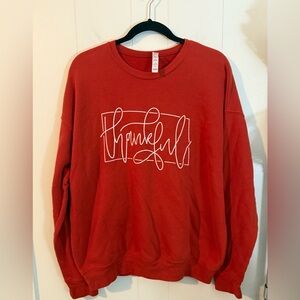 Bella Canvas Thankful Thanksgiving Orange Sweatshirt, Size L